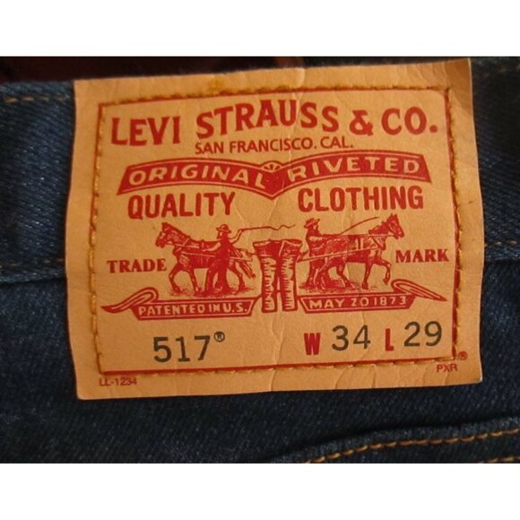 Mens Levi's 517 Jeans 32x26 Bootcut Raw Dark Denim Poly Blend Stretch Jeans - Picture 3 of 5